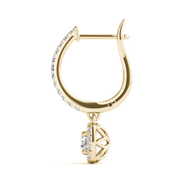 18K Yellow Gold Round Diamond Halo Earrings