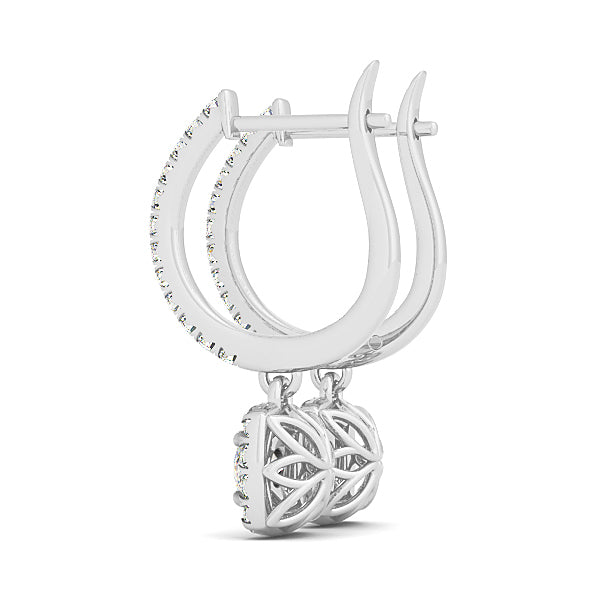 Platinum 1.5 ctw Round Diamond Halo Earrings