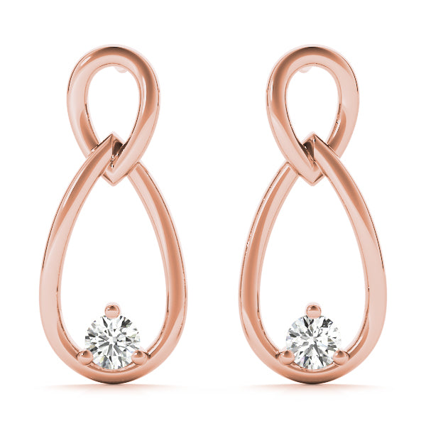 18K Rose Gold Round Diamond Stud Earrings