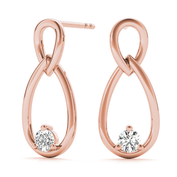 18K Rose Gold Round Diamond Stud Earrings