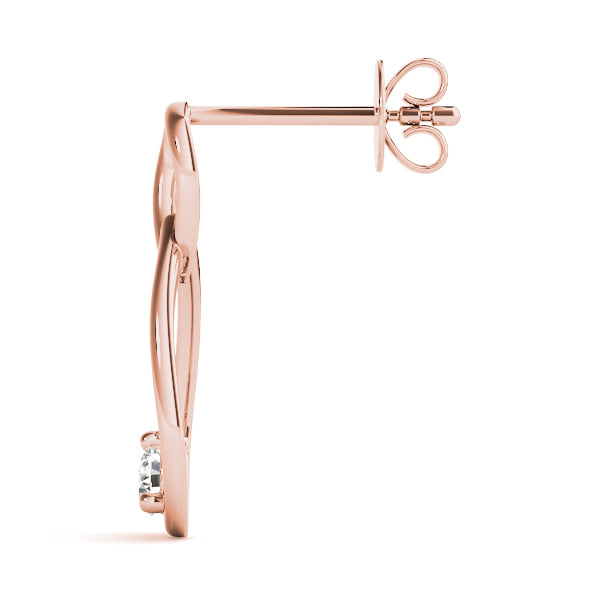 18K Rose Gold Round Diamond Stud Earrings