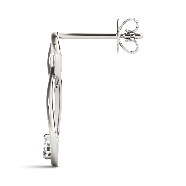 14K White Gold Round Diamond Stud Earrings