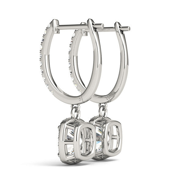 14K White Gold Cushion Diamond Halo Earrings