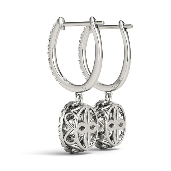 Platinum White Round Diamond Halo Earrings