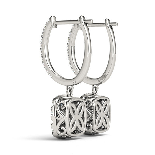 14K White Gold Round Diamond Halo Earrings