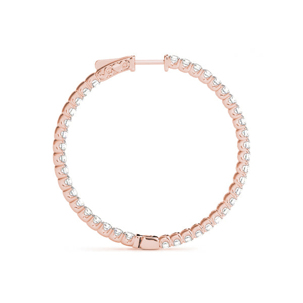 18K Rose Gold Diamond Inside Out Hoop Earrings