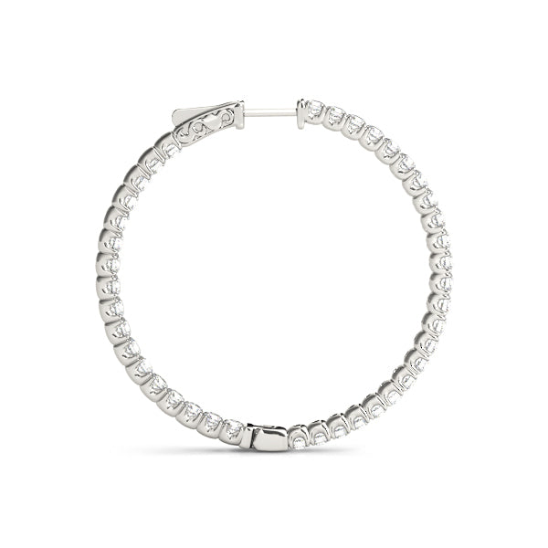 14K White Gold Diamond Inside Out Hoop Earrings