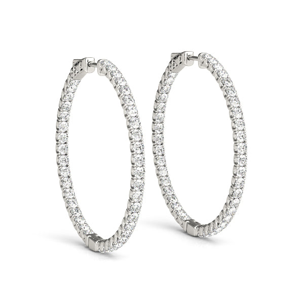 18K White Gold Diamond Inside Out Hoop Earrings