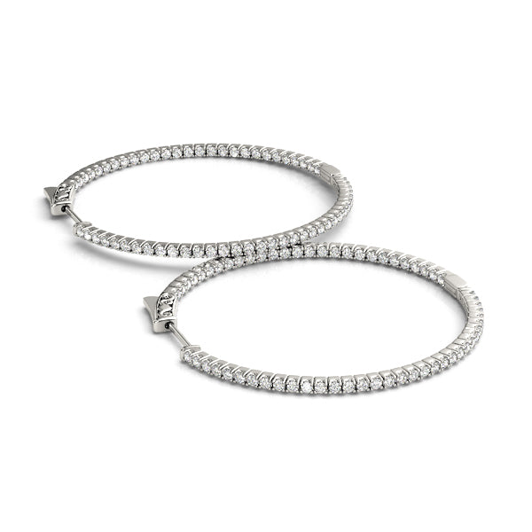 White Gold 1/5 CT Diamond Inside Out Hoop Earrings