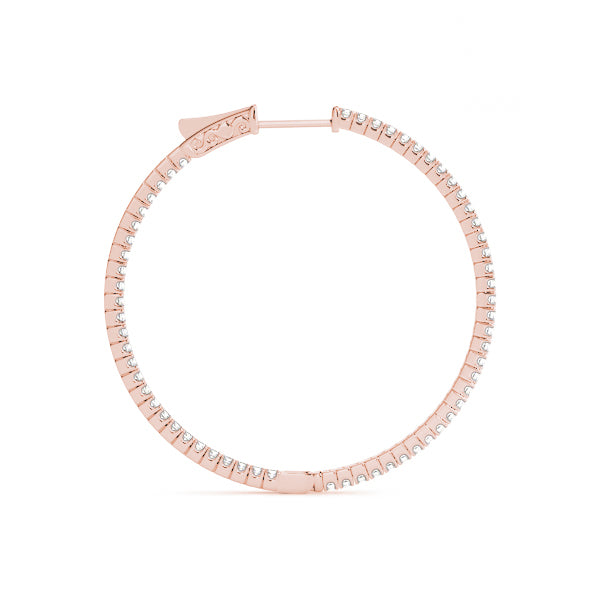 18K Rose Gold Diamond Inside Out Hoop Earrings