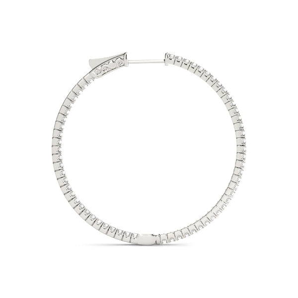 14K White Gold Diamond Inside Out Hoop Earrings