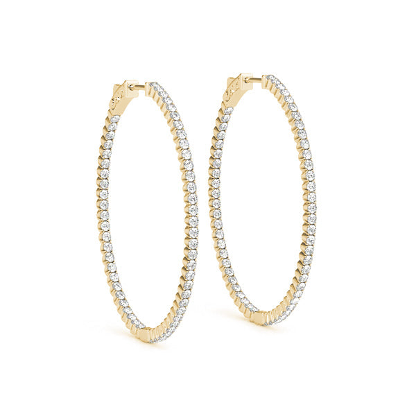 18K Yellow Gold Diamond Inside Out Hoops