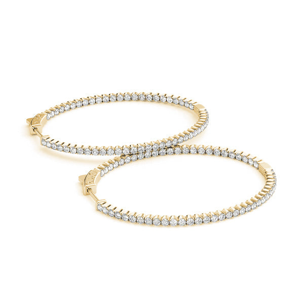 14K Yellow Gold Diamond Inside Out Hoops