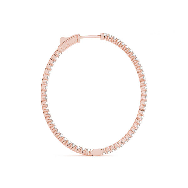 18K Rose Gold Diamond Inside Out Hoop Earrings