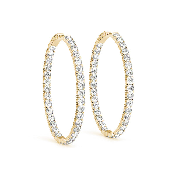 18K Yellow Gold 1 CT Diamond Inside Out Hoop Earrings