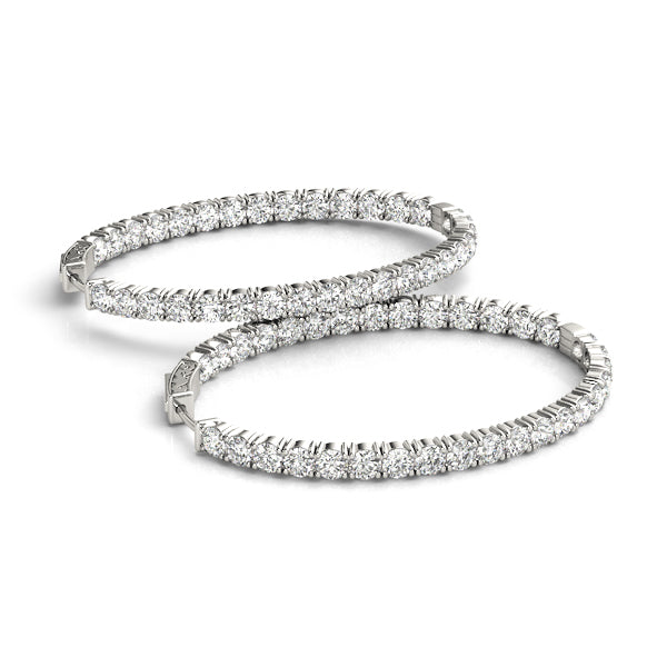 18K White Gold Diamond Inside Out Hoop Earrings