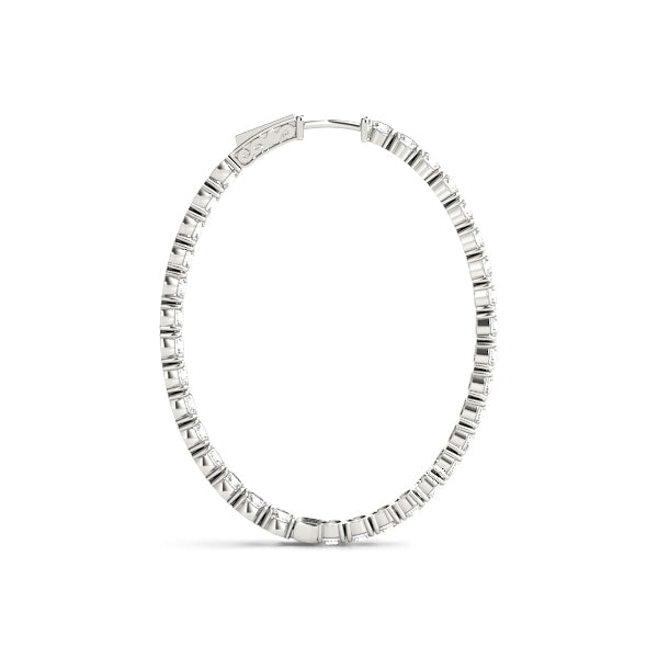 18K White Gold Diamond Inside Out Hoop Earrings