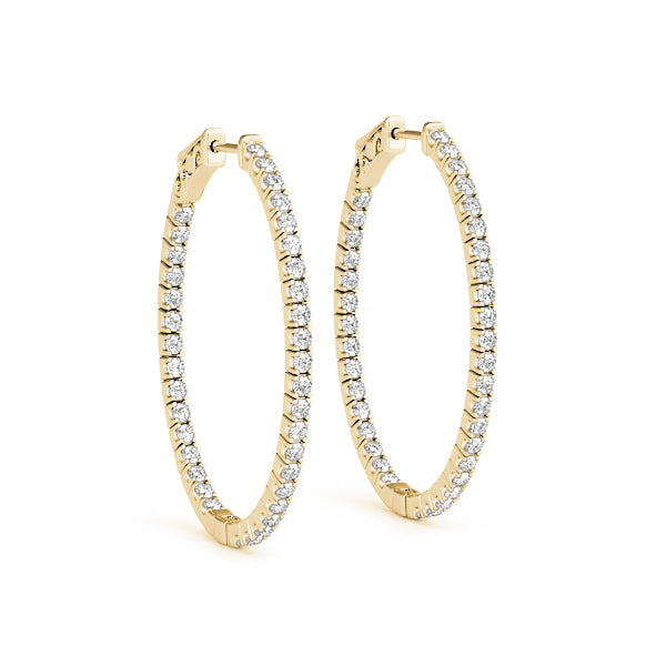 18K Yellow Gold Diamond Inside Out Hoop Earrings