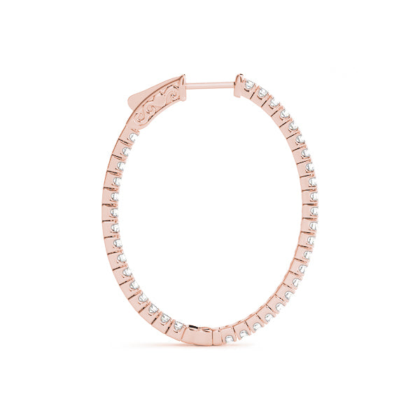 18K Rose Gold Diamond Inside Out Hoop Earrings