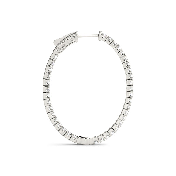 14K White Gold Diamond Inside Out Hoop Earrings