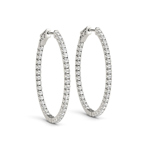18K White Gold 3/8 ct Diamond Inside Out Hoop Earrings