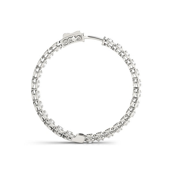 14K White Gold Diamond Inside Out Hoop Earrings