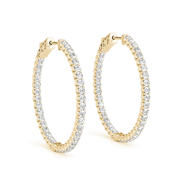 18K Yellow Gold Diamond Inside Out Hoop Earrings