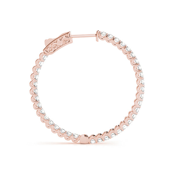 18K Rose Gold 1/4 CT Diamond Inside Out Hoops