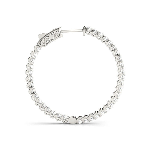 14K White Gold Diamond Inside Out Hoop Earrings