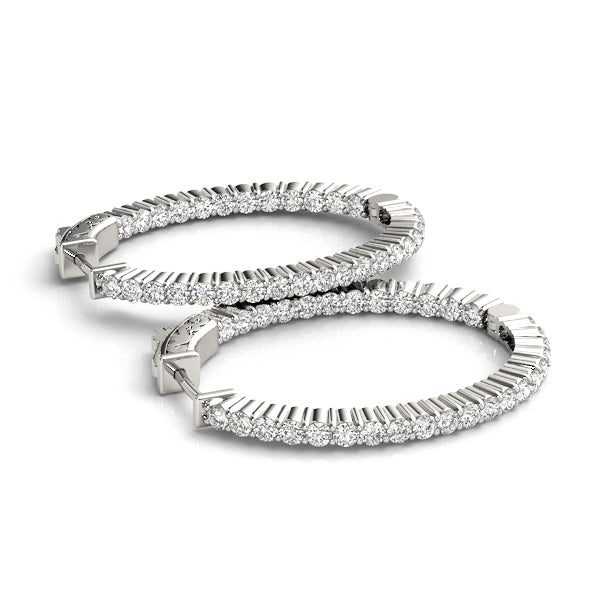 18K White Gold Diamond Inside Out Hoop Earrings