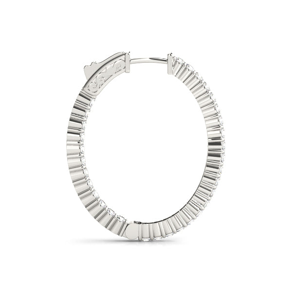 18K White Gold Diamond Inside Out Hoop Earrings