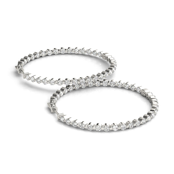 White Gold Diamond Inside Out Hoop Earrings