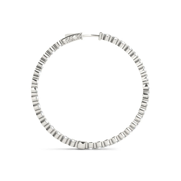 14K White Gold Diamond Inside Out Hoop Earrings