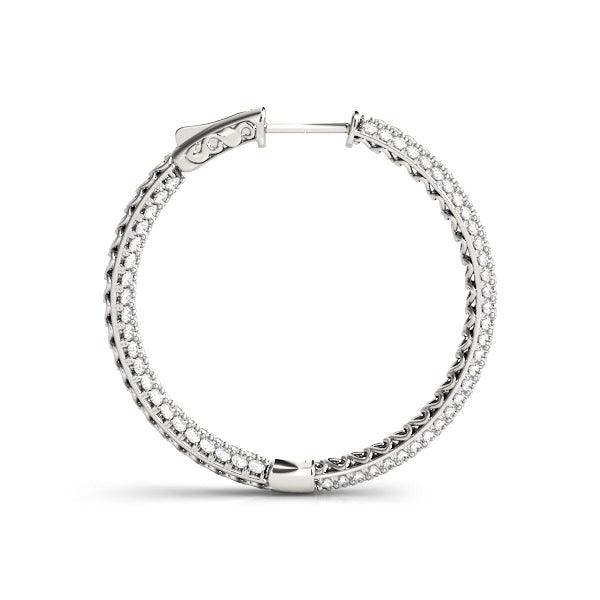 14K White Gold Diamond Inside Out Hoop Earrings