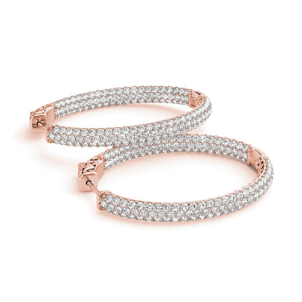 Rose Gold Diamond Inside Out Hoop Earrings - 1 ctw