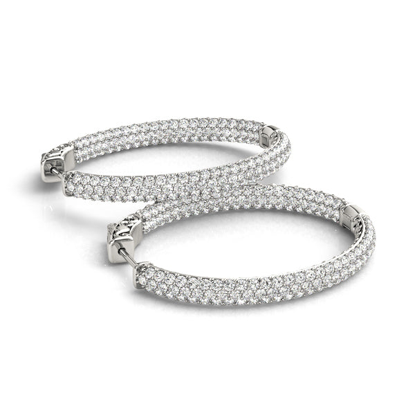 18K White Gold Diamond Inside Out Hoop Earrings