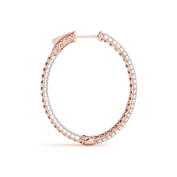 Rose Gold Diamond Inside Out Hoop Earrings - 1 ctw