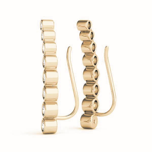 18K Yellow Gold Round Diamond Climber Earrings
