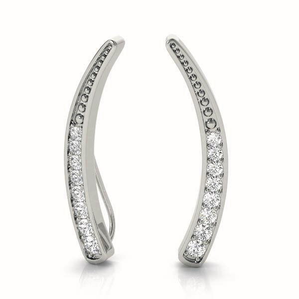 Platinum White Diamond Round Fashion Earrings