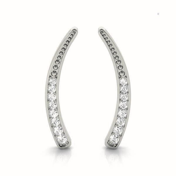 14K White Gold Round Diamond Fashion Earrings