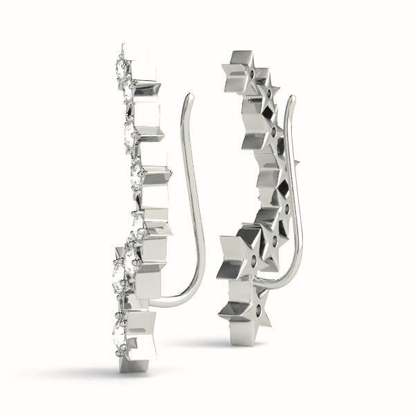 18K White Gold Round Diamond Fashion Earrings