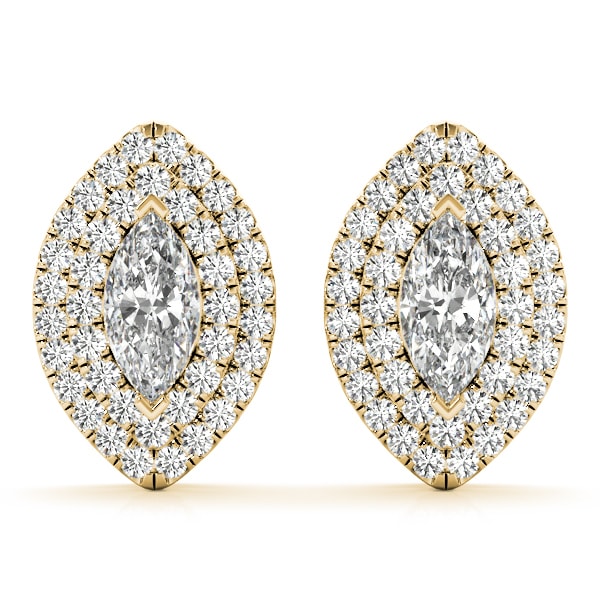 14K Yellow Gold 1 1/3 ct tw Halo Diamond Earring