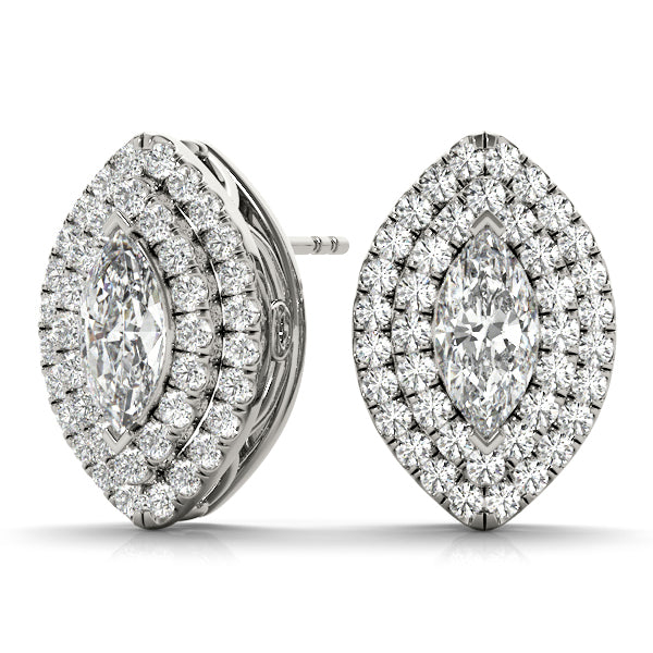 18K White Gold Marquise Diamond Halo Earring Set