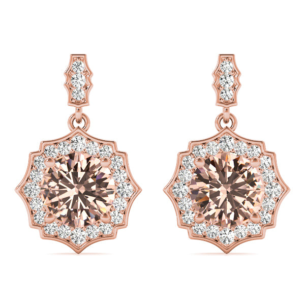18K Rose Gold Round Diamond Fashion Earrings
