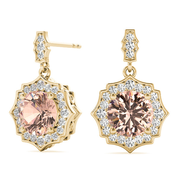 18K Yellow Gold Round Diamond Fashion Earrings