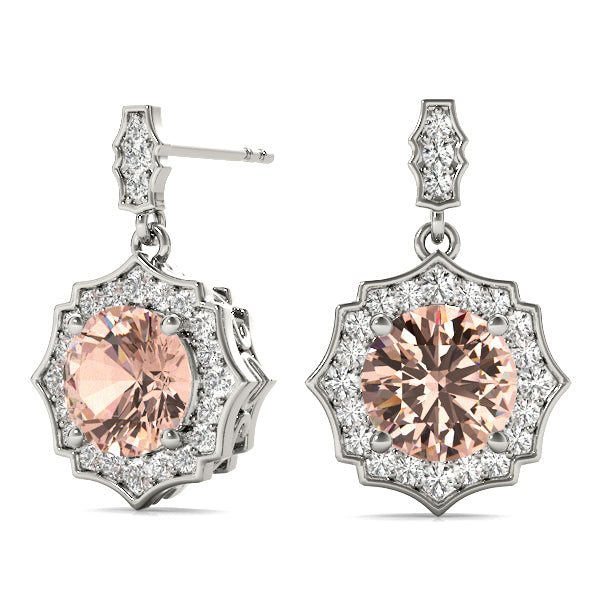 Platinum White Round Diamond Fashion Earrings