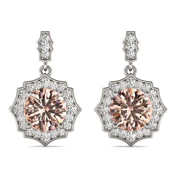 18K White Gold Round Diamond Fashion Earrings