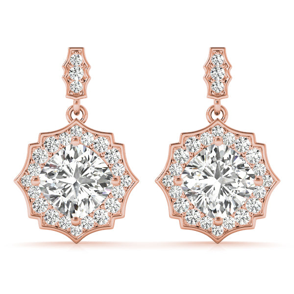 Rose Gold 5/8 CT Diamond Halo Stud Earrings