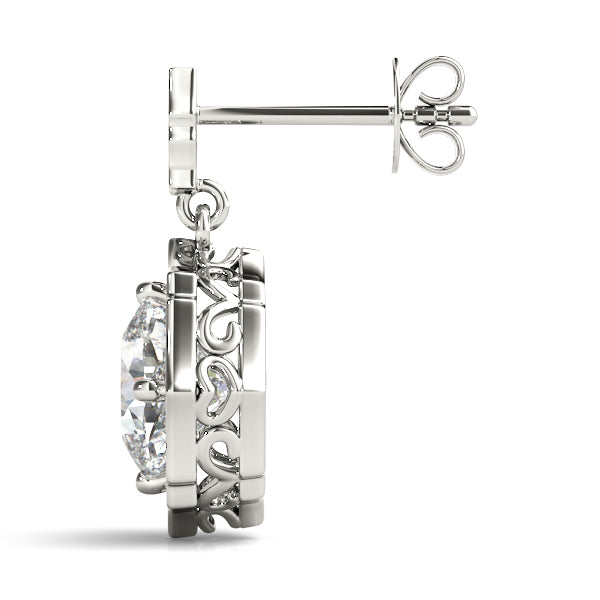 14K White Gold Cushion Diamond Halo Earrings