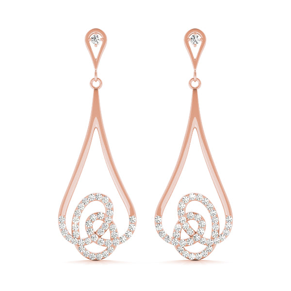 18K Rose Gold Round Diamond Fashion Earrings
